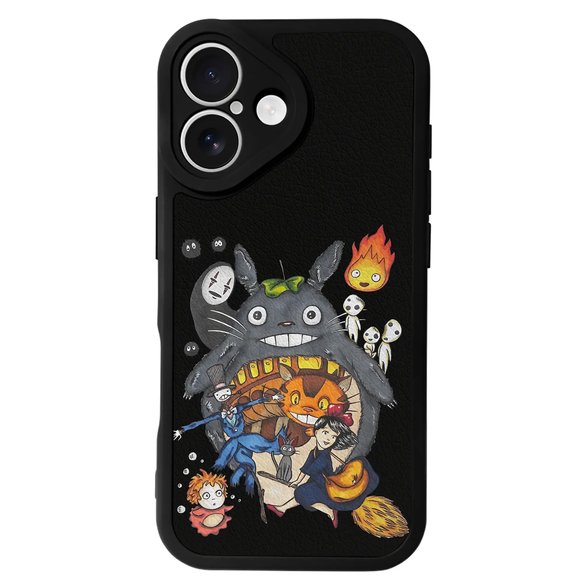 となりのトトロ グッズ トトロ - IPhone 16シリーズ対応 ・ シリコンスマホケース ・ レザー調 ・ 高精度フィット ・ 耐衝撃 ・ ワイヤレス充電対応 ・ 精密カット